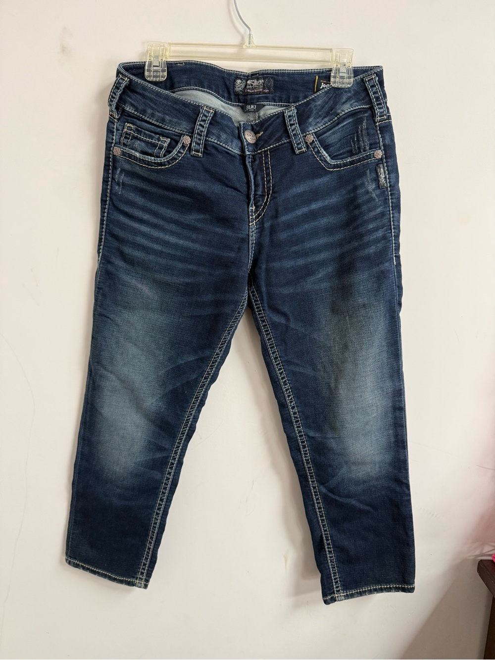 Silver Jeans Dark Blue Cropped Slim Ankle Jeans